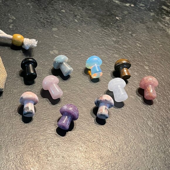 Ten Small Cute Carved Gemstone Mushrooms (NWOT) - Picture 4 of 6